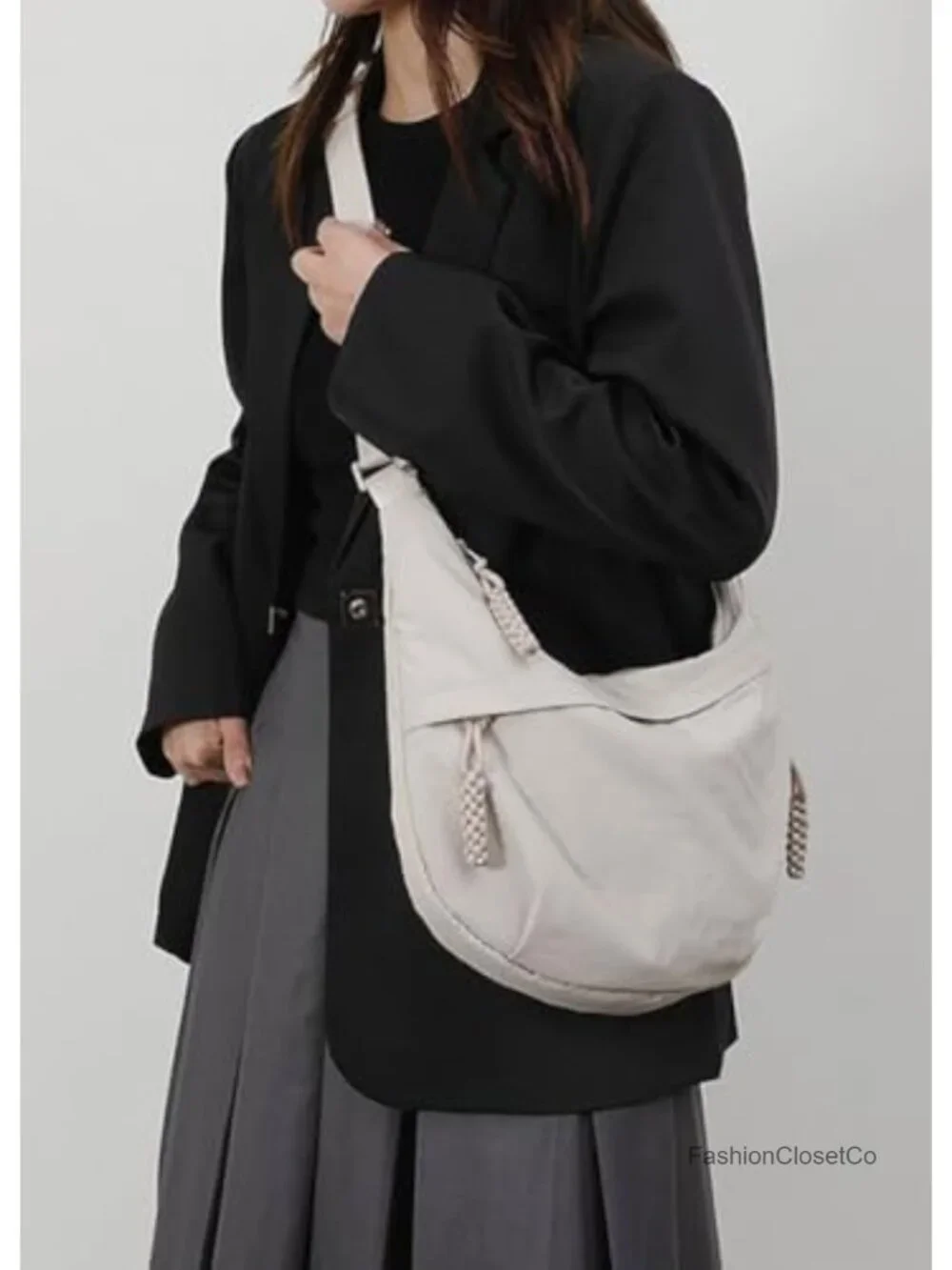 Hobo Bag Crescent Shoulder Bag Retro Nylon Canvas Crossbody Slouchy Dumpling